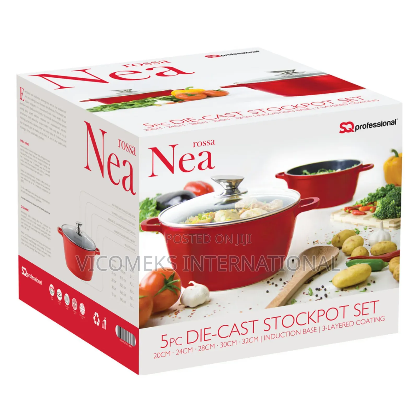 Nea Stockpot Set 5pc Rossa Red