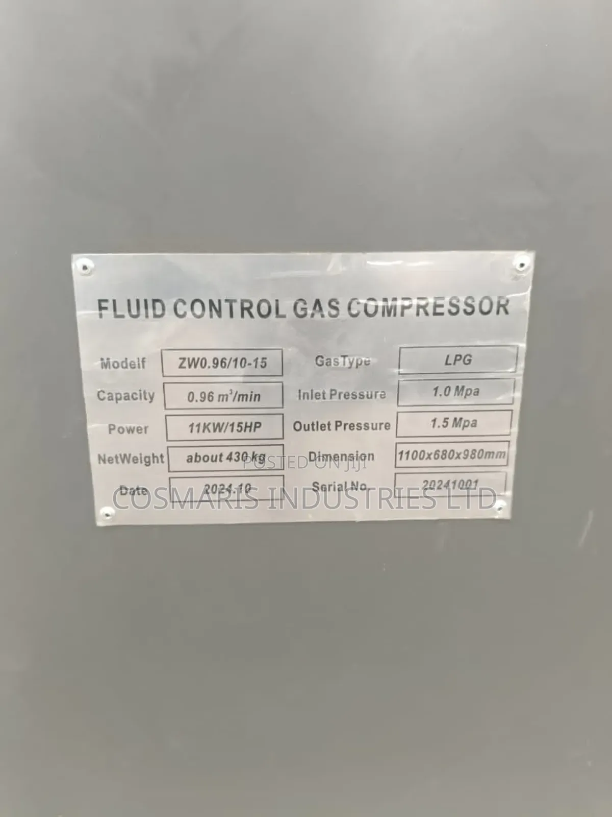 Fluid Control LPG Gas Compressor.