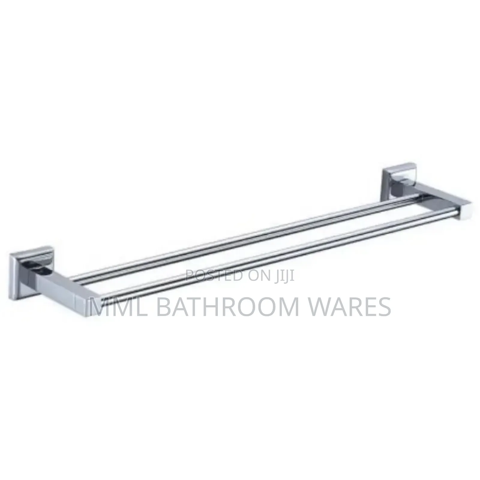 Square Chrome Double Towel Rack