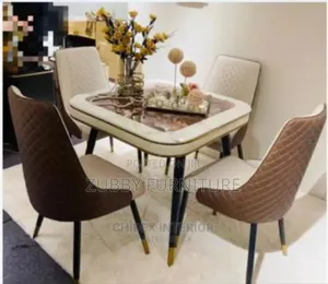 Quality and Imported Marble Top Dining Table by 4 Chairs