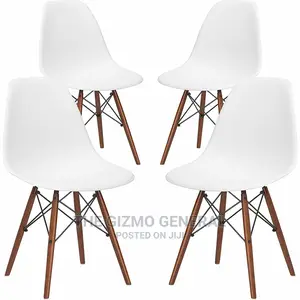 Vortex Side Chair With Walnut Legs in White (4 Sets)