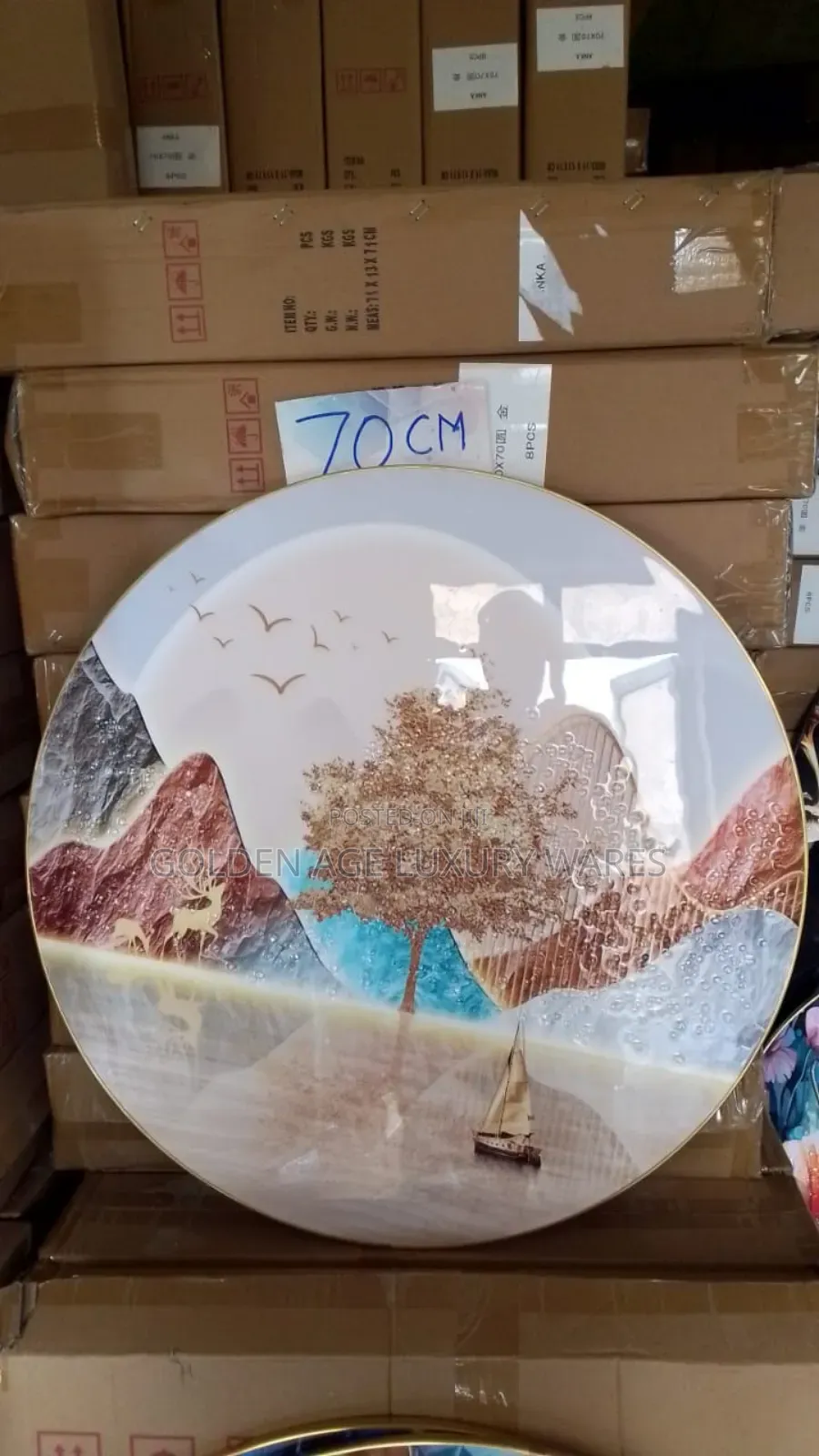 70cm Round Luxury Wall Decor White Sea
