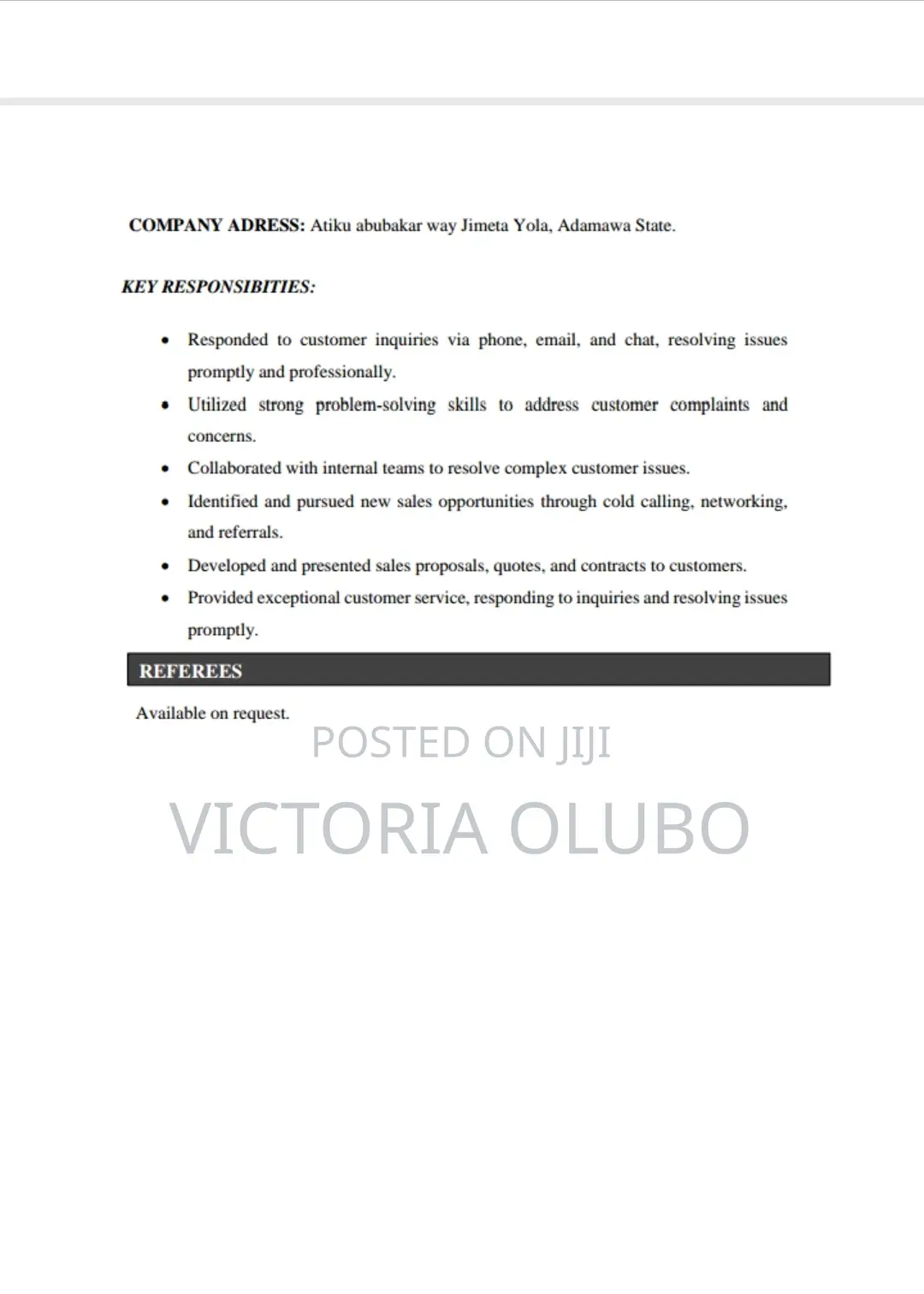 Customer Care Representative