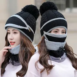 Photo - Winter Beanie Winter Hat And Scarf Mask Set Unisex