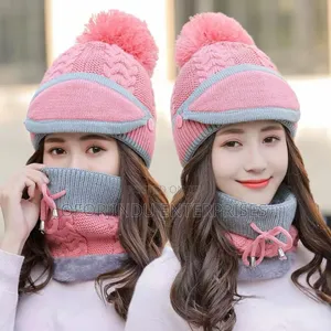Photo - Winter Beanie Winter Hat And Scarf Mask Set Unisex