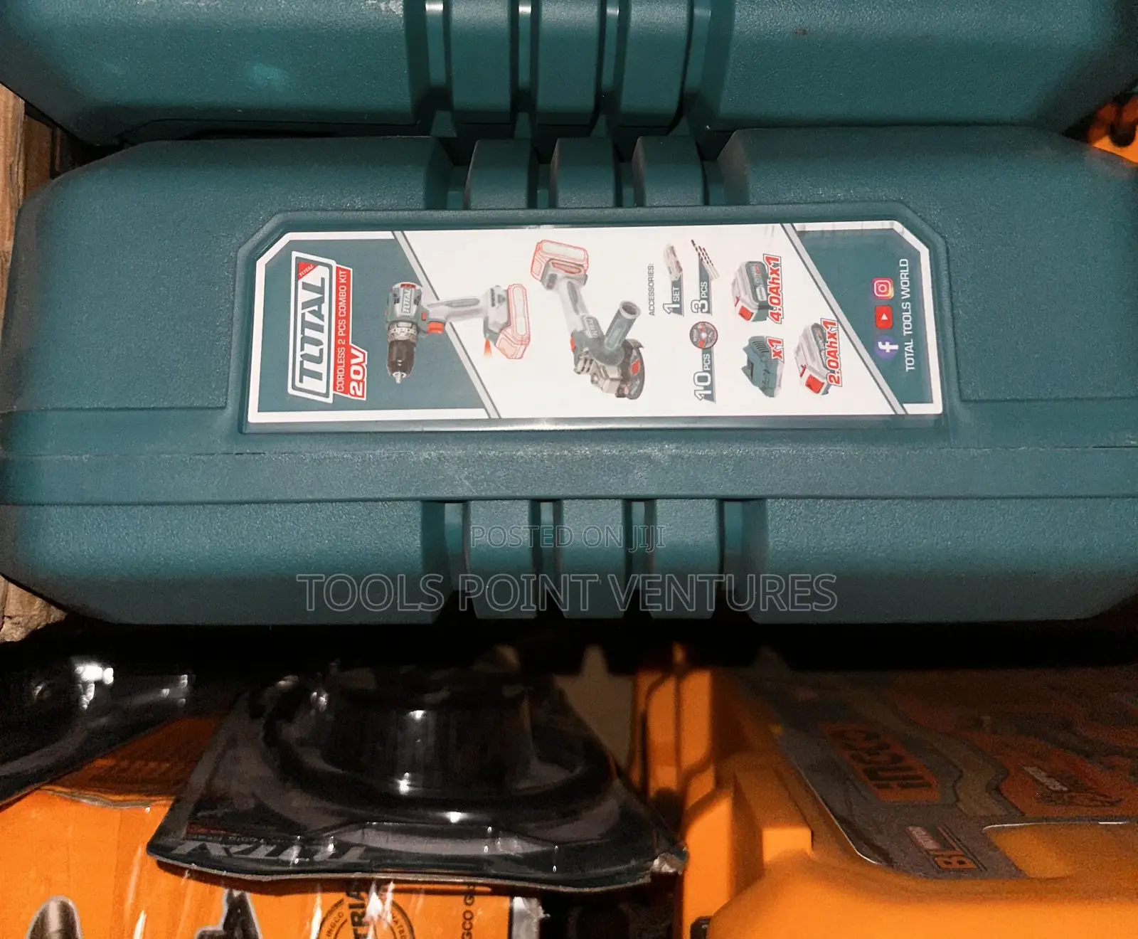 Total Cordless 2pcs Combo Angle Grinder Impact Drill.