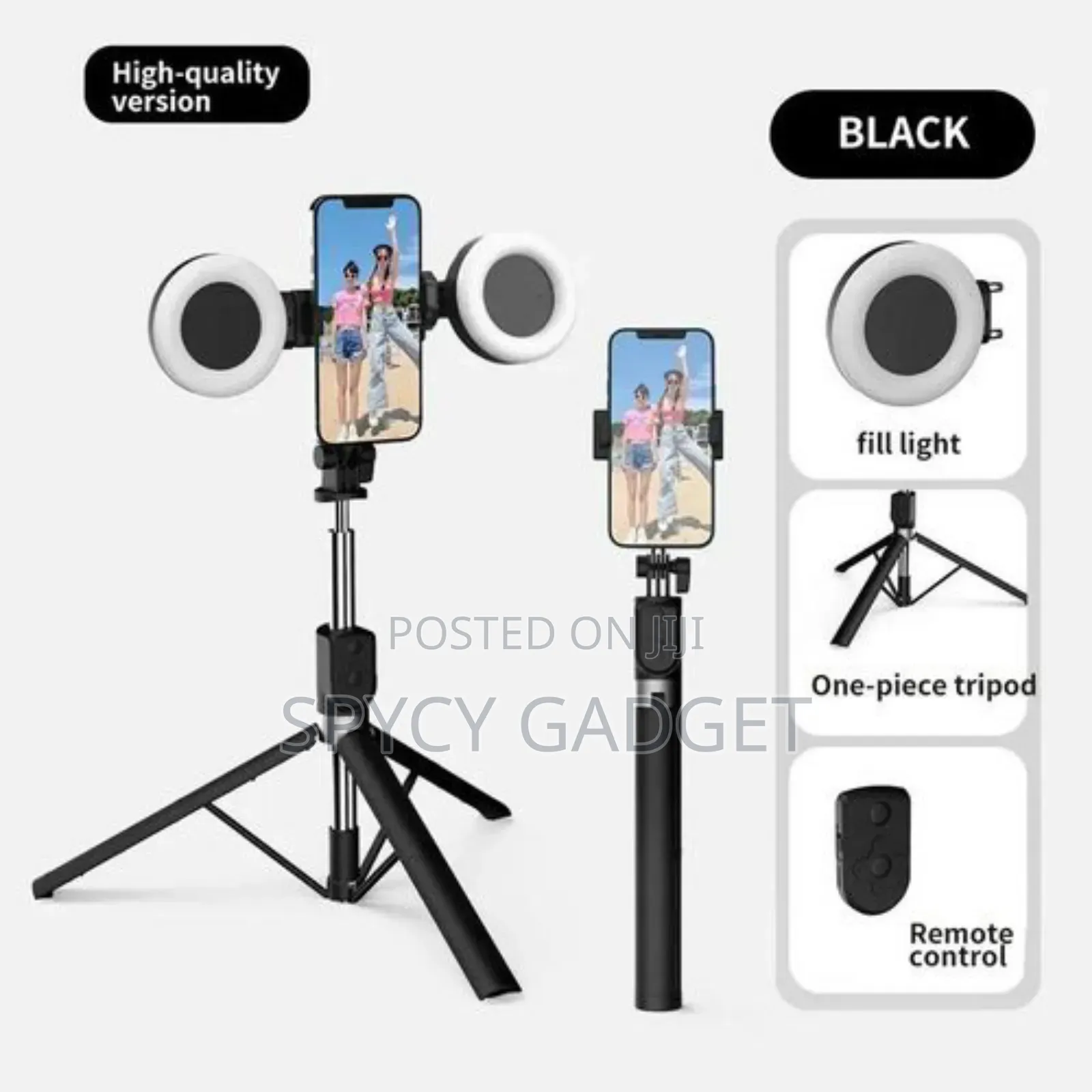 Extendable Selfie Stick Tripod With 2 Mirror Fill Light