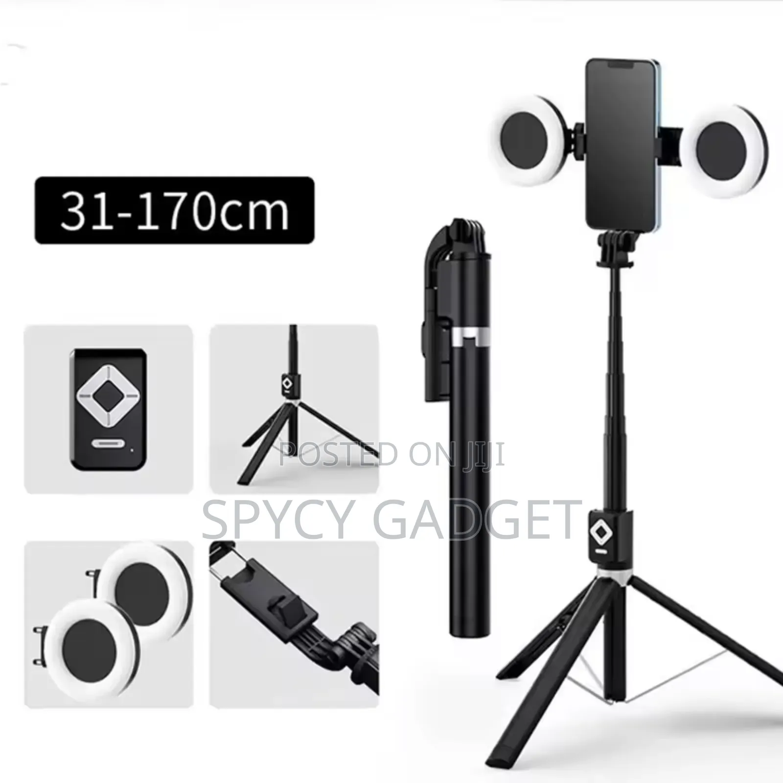 Extendable Selfie Stick Tripod With 2 Mirror Fill Light