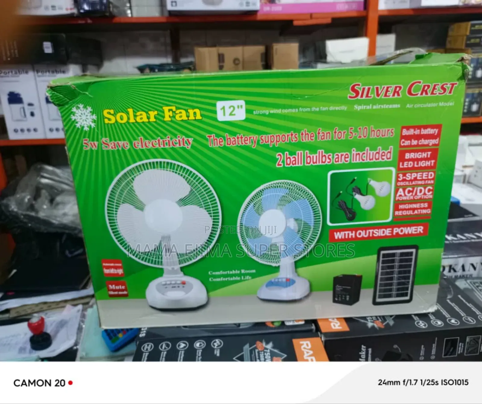 Solar Fan With 2 Bulb