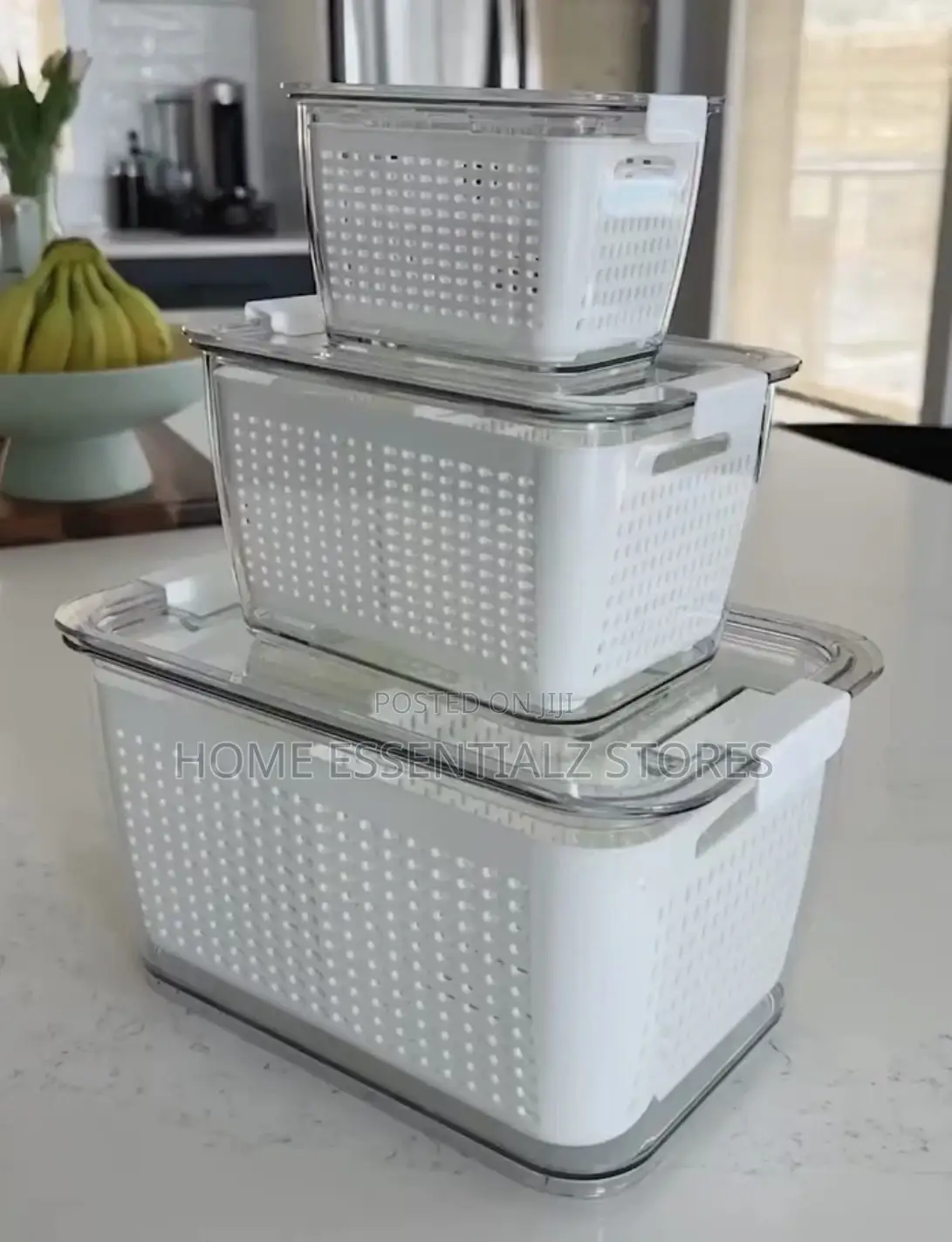 Refrigerator Fruits Storage Baskets Set With Lid