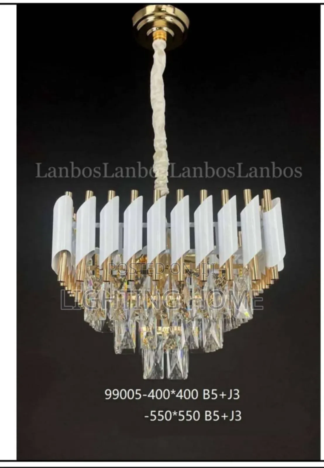 White Square Crystal Chandelier Light By 400mm