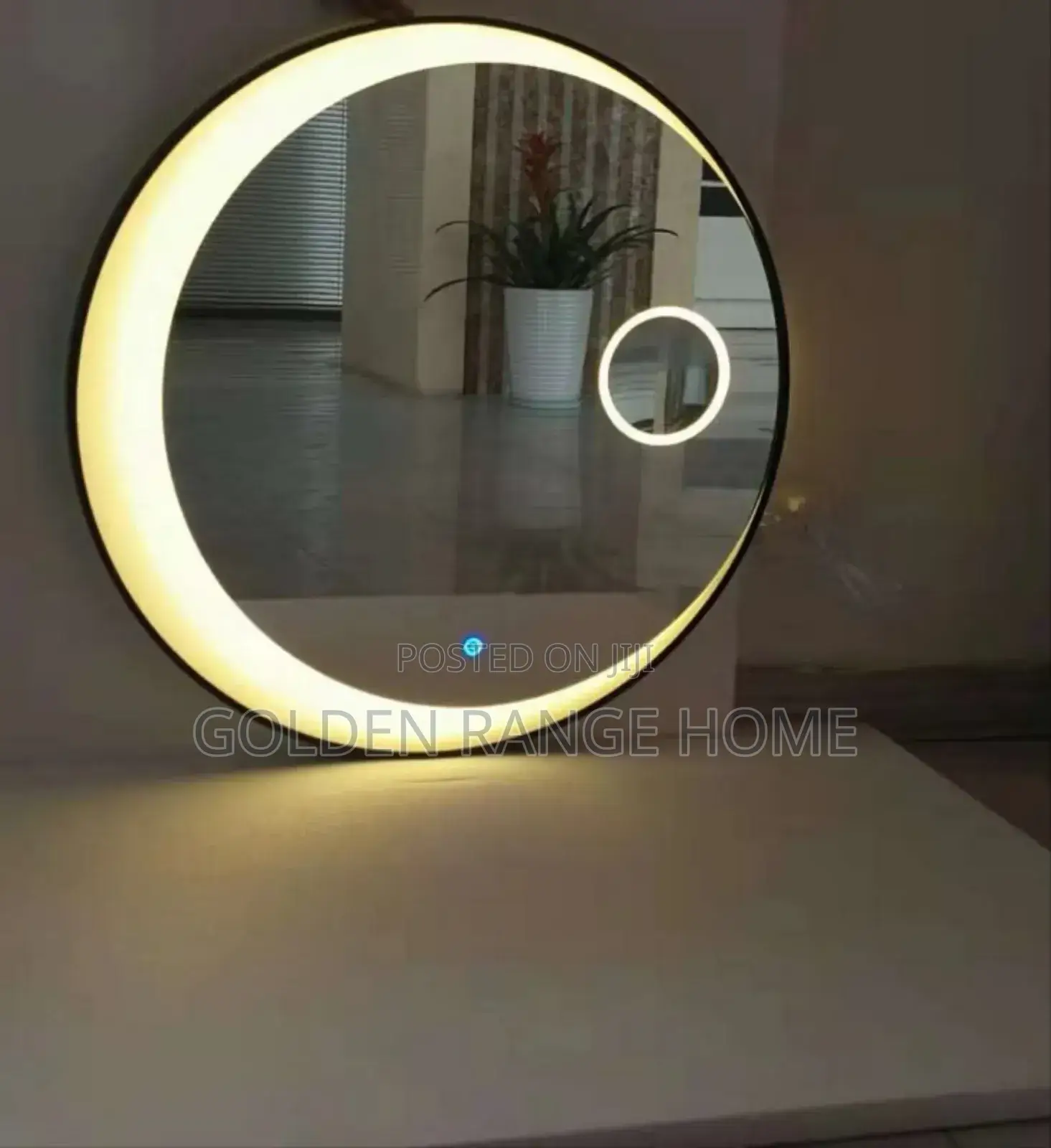 Round Shape Led Vanity Mirror With Flame