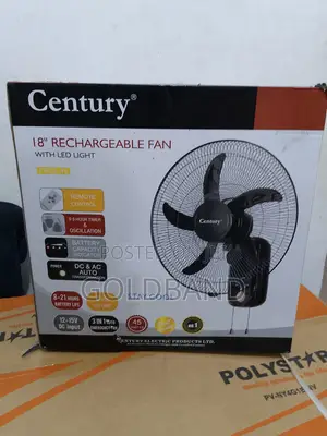 Century 18" Rechargeable Wall Fan With Led – Up to 6 Hours