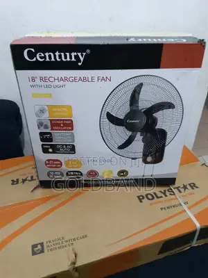Century 18" Rechargeable Wall Fan With Led – Up to 6 Hours