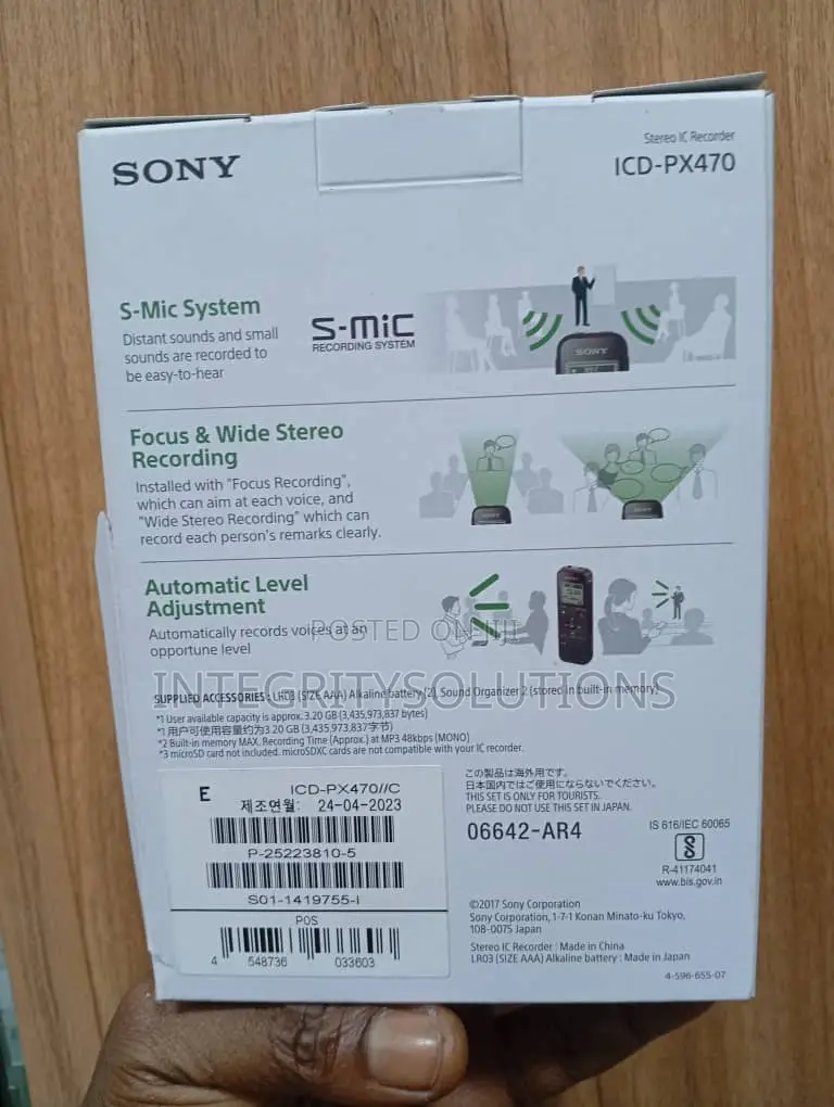 Sony Stereo Ic Voice Recorder Icd_px470