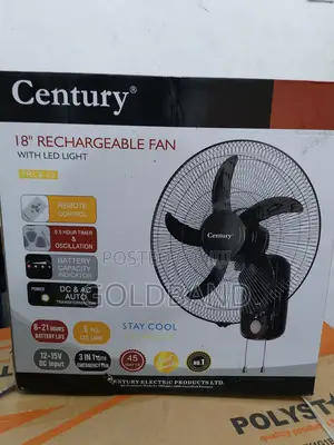 Silent Operation: Century 18" Rechargeable Wall Fan