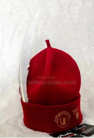 High Quality Igbo Red Cap for Chief Traditional With Feather