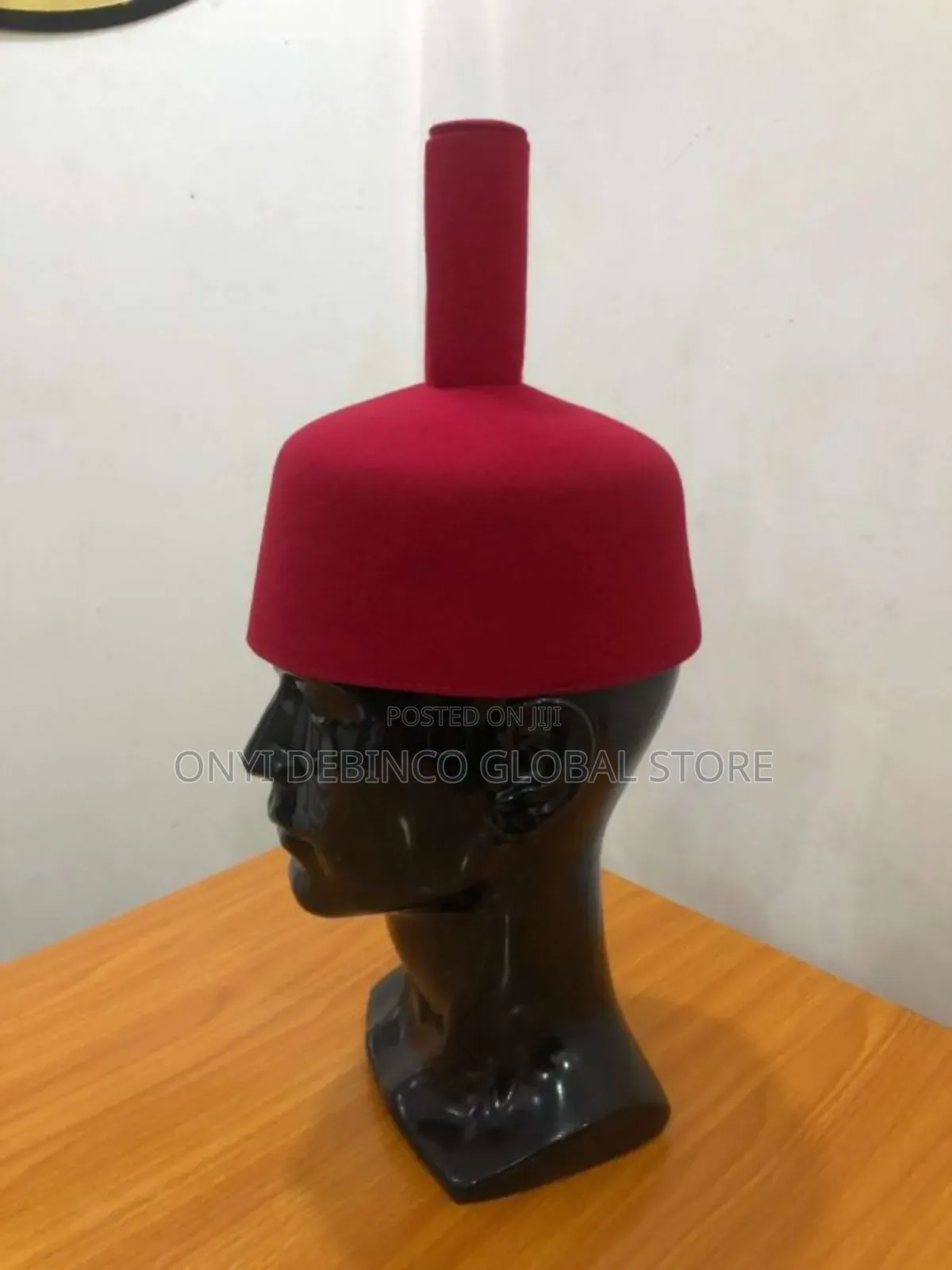 Igbo Men Traditional Chieftaincy Red Cap With Long Tip