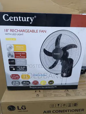 Century 18" Rechargeable Wall Fan With Led Light