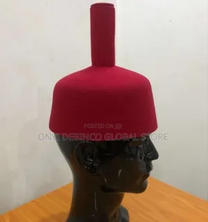 Igbo Men Traditional Chieftaincy Red Cap With Long Tip