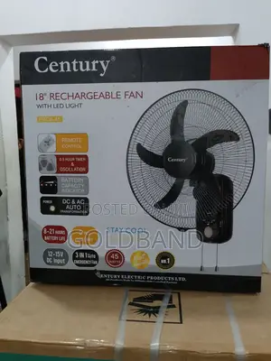 18" Century Rechargeable Wall Fan With Led – Battery Powered