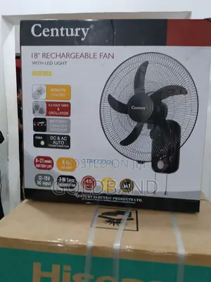 Century 18" Wall Fan – Led Light, Rechargeable Battery