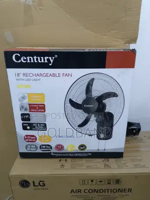 Century 18" Wall Fan – Led Light, Rechargeable Battery