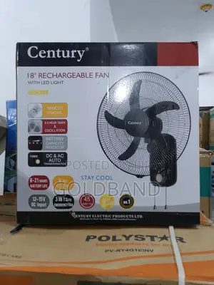 Century 18" Rechargeable Wall Fan With Led Remote Control