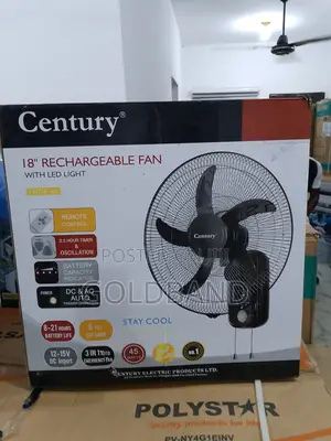 High-Tech Cooling Century 18" Rechargeable Wall Fan With Led