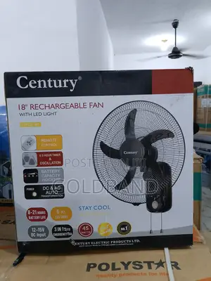 High-Tech Cooling Century 18" Rechargeable Wall Fan With Led