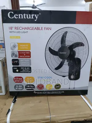 Century 18-Inch Rechargeable Wall Fan With Led Light