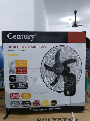 Power Saving Century Rechargeable 18" Wall Fan With Led