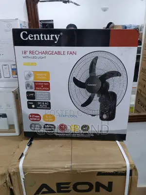 Century 18" Wall Fan Rechargeable Battery + Led for Blackout