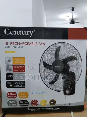 Century 18" Wall Fan Rechargeable Battery + Led for Blackout