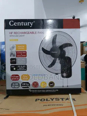 Stay Cool and Lit Century 18" Rechargeable Wall Fan With Led