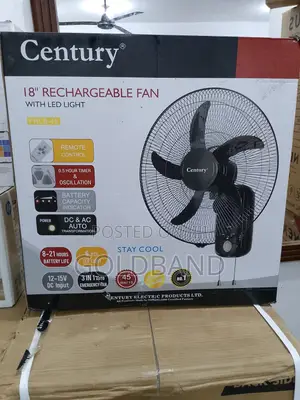 Century 18" Rechargeable Fan With Led Light Has You Covered