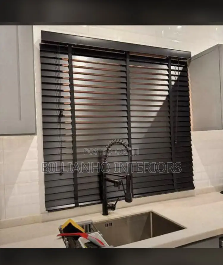 Black Wooden Window Blinds
