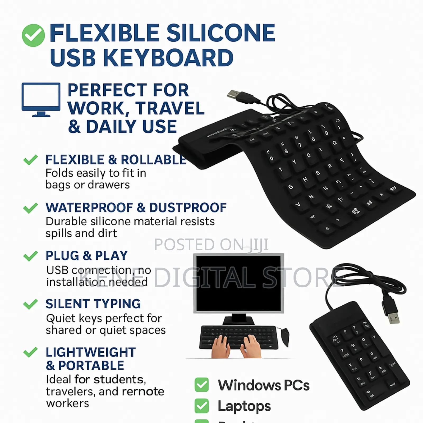 Flexible Silicone Usb Mini Foldable Keyboard