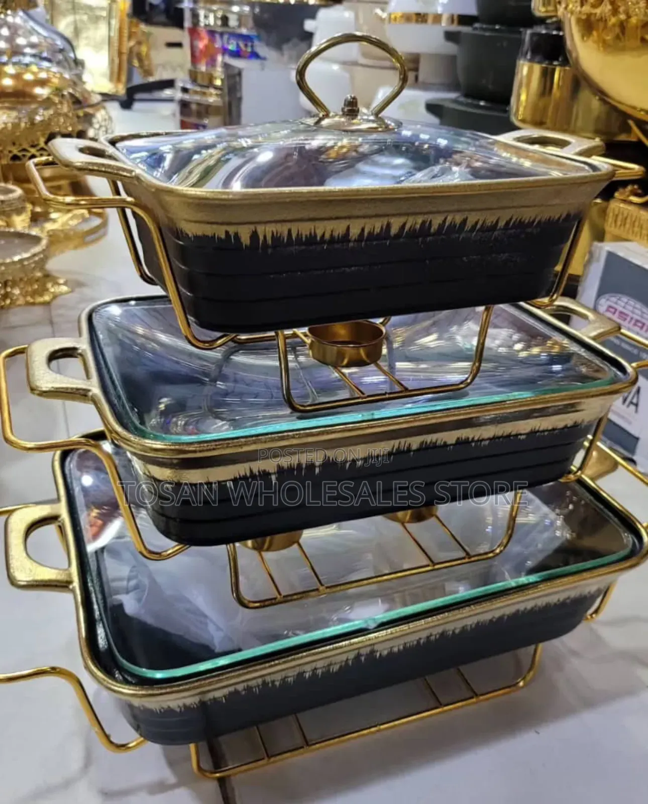 Gold Plating Serving Dishes( 3 Set)