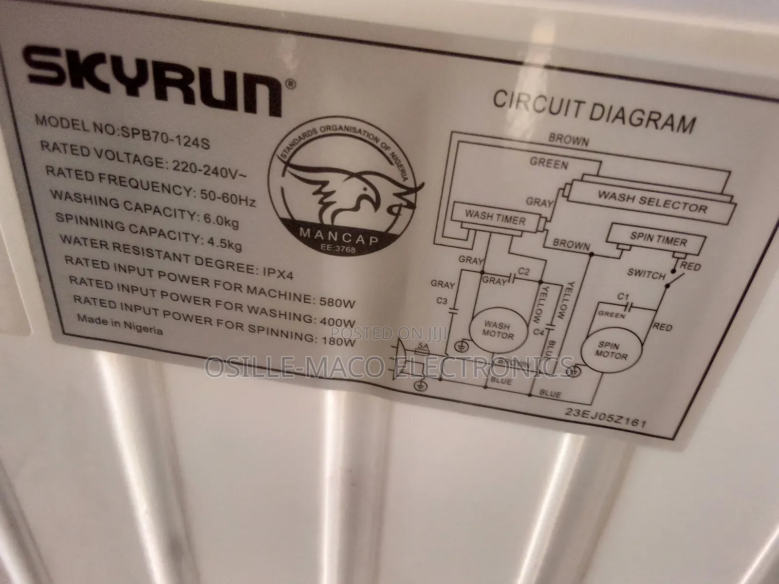 7kg Skyrun Washing Machine.