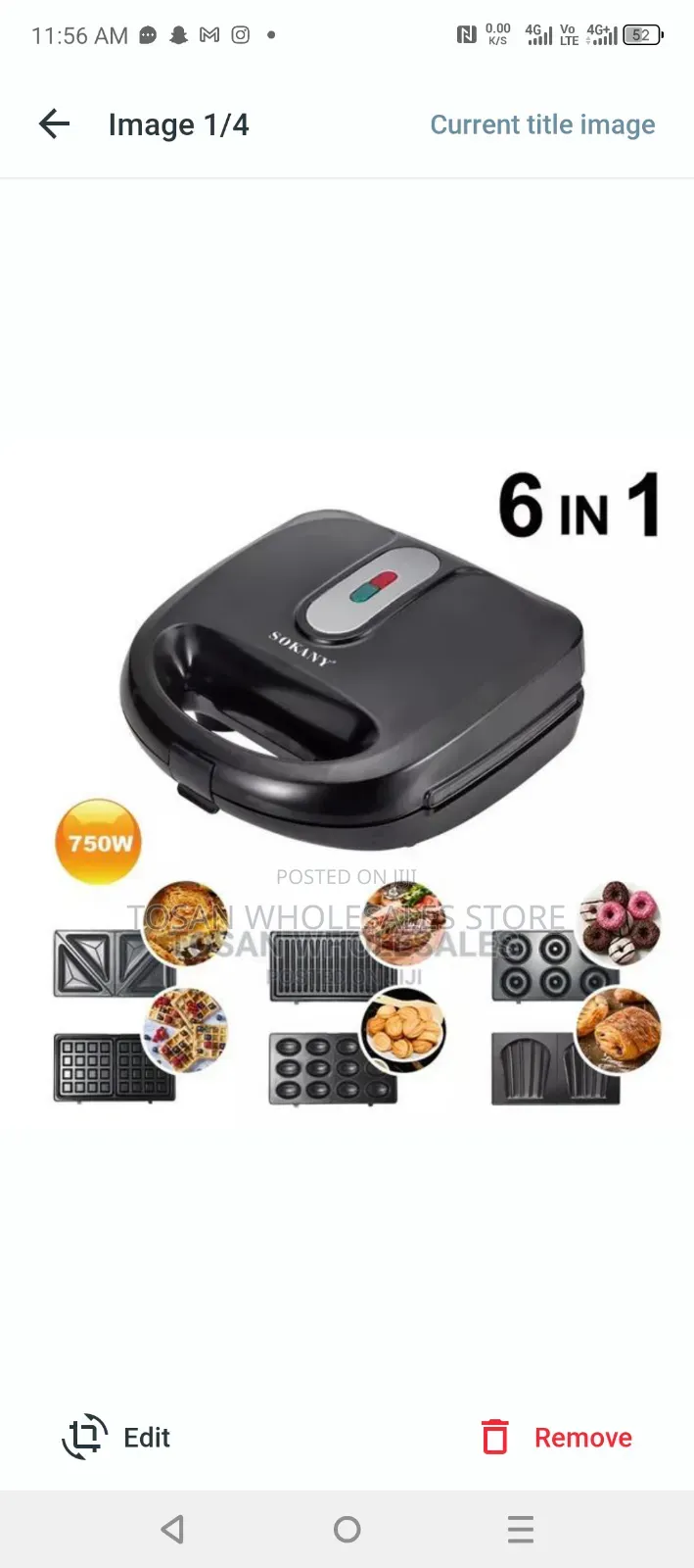 Sokany Multifunctional 6 in 1 Sandwich Maker.
