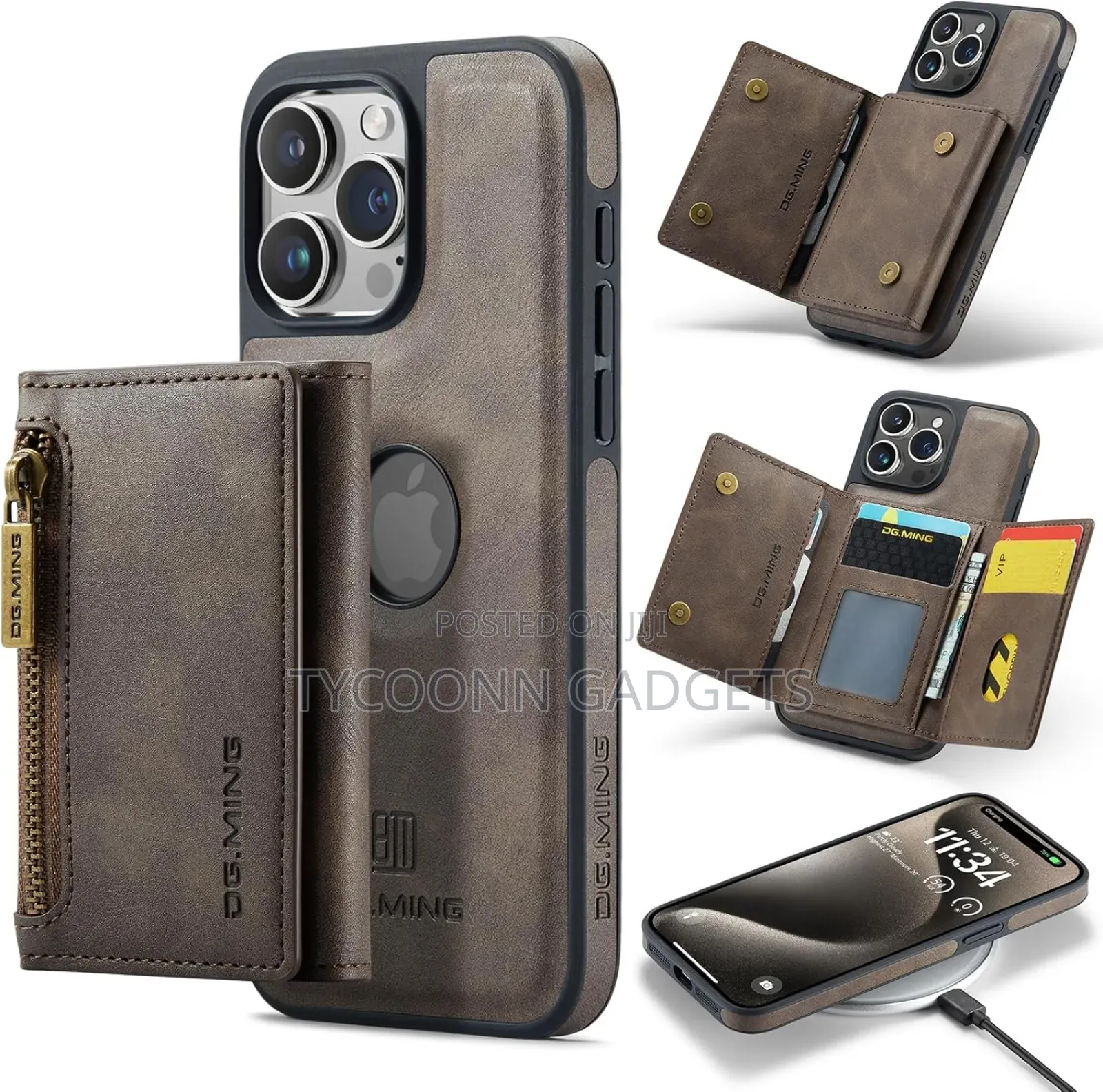 2in1 Detachable Wallet Case for iPhone 15 Pro /16 Pro Max