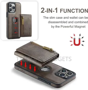 2in1 Detachable Wallet Case for iPhone 15 Pro /16 Pro Max