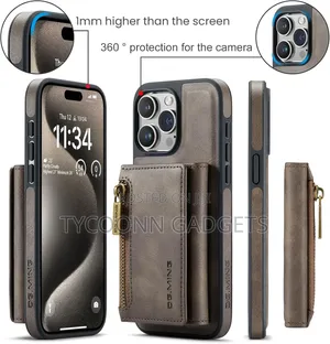2in1 Detachable Wallet Case for iPhone 15 Pro /16 Pro Max