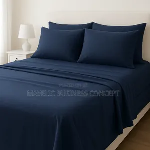 Navy Blue Bedsheet With Four Pillowcases