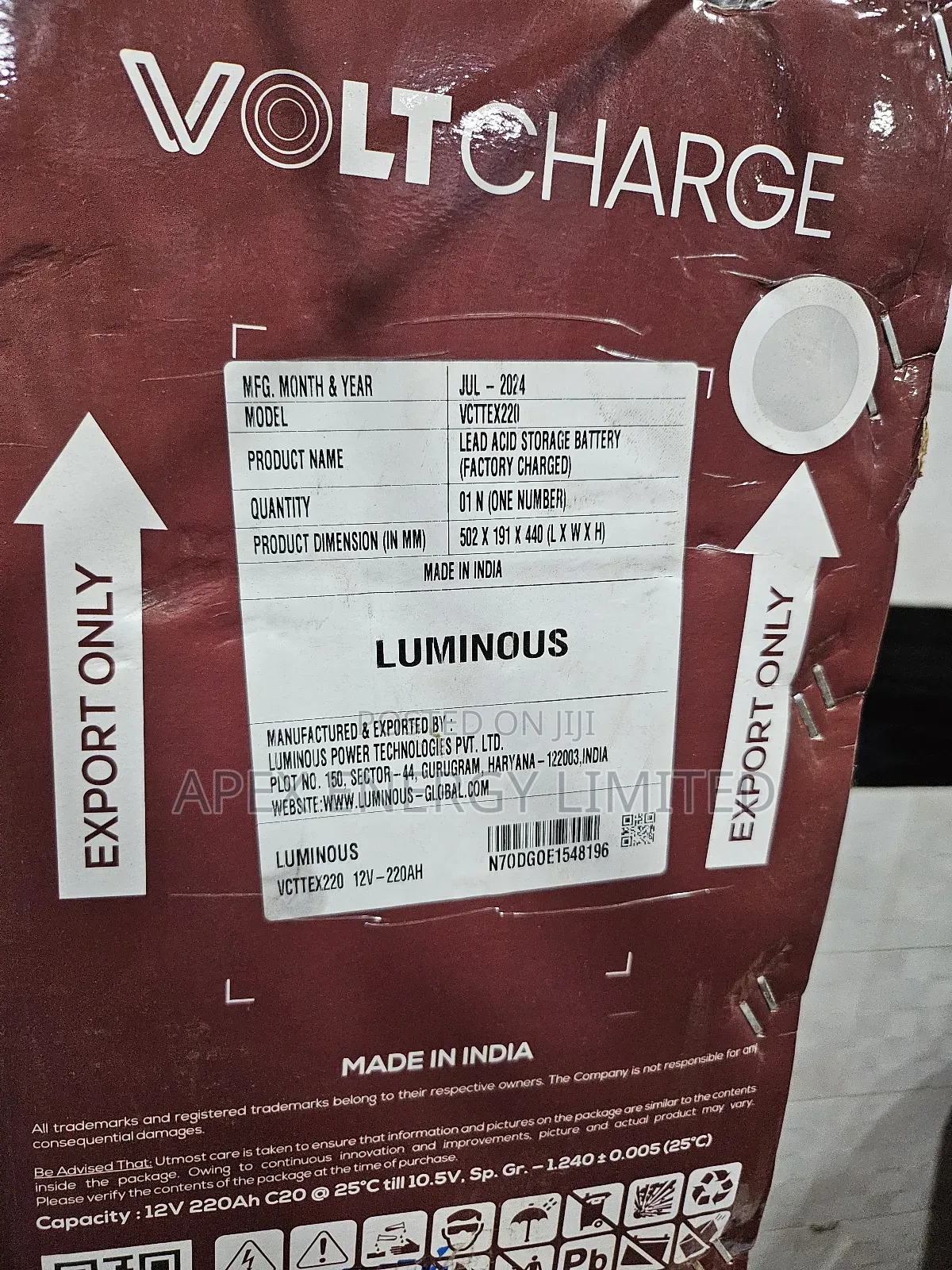 220ah Voltcharge Luminous Tubular Battery