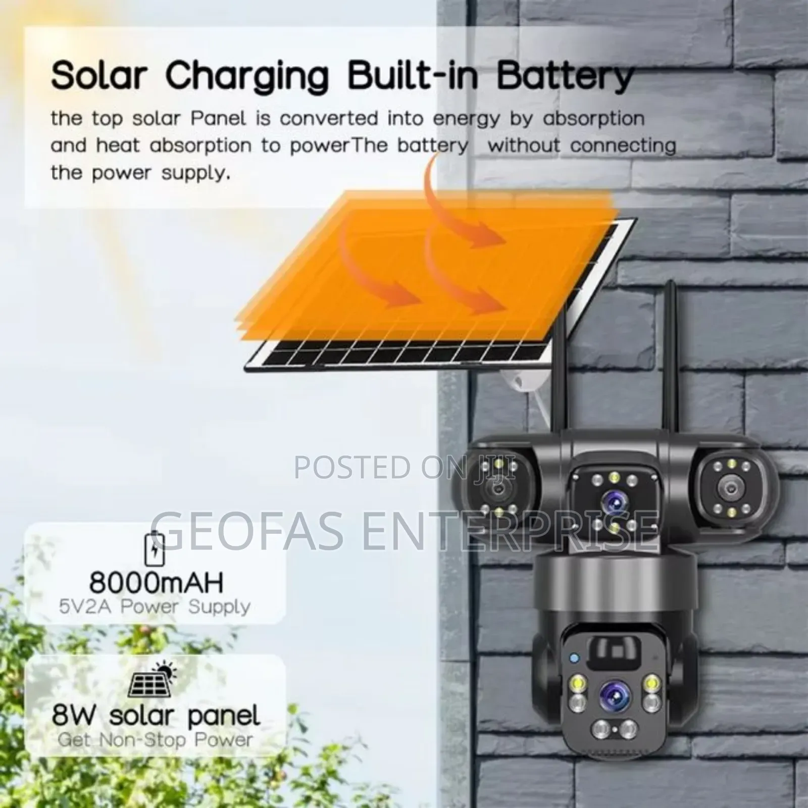 V380 Pro Solar 4g Wifi 3 Lens Voltage Security CCTV Camera