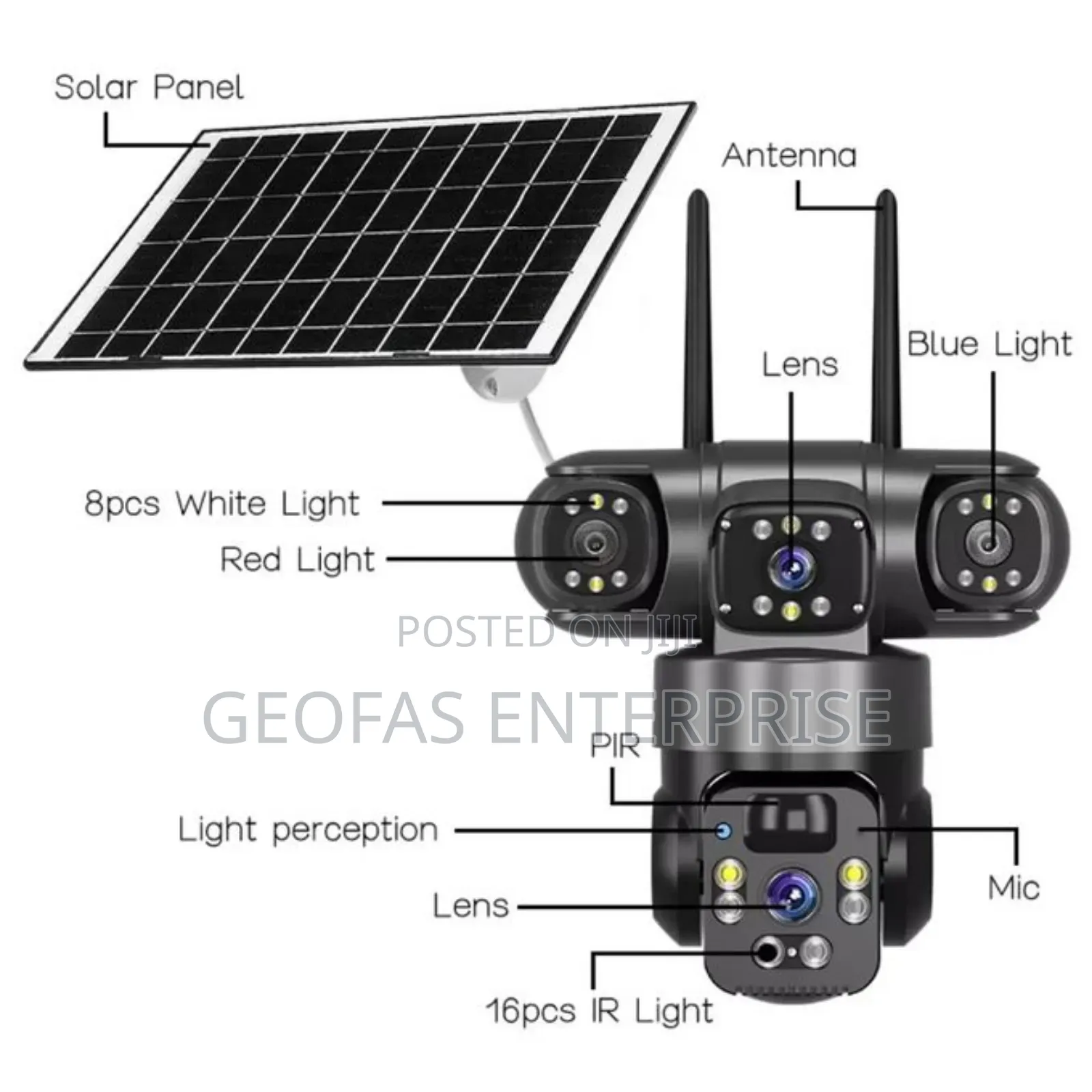 V380 Pro Solar 4g Wifi 3 Lens Voltage Security CCTV Camera