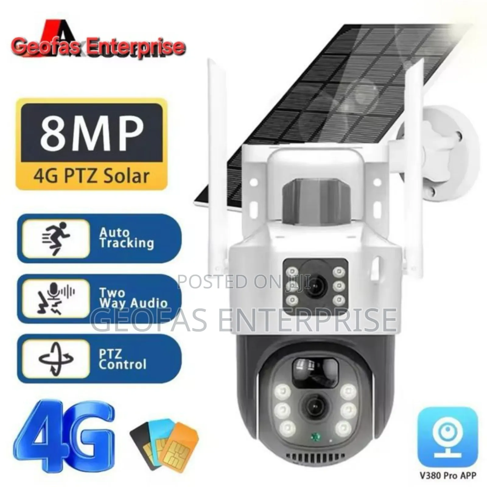 High Definition 4g Solar CCTV Projector Dual Lens Camera