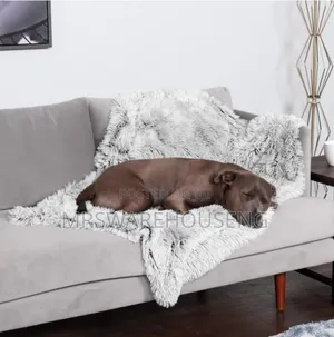 Calming Plush Long Faux Fur Velvet Dog Blanket - Mist Gray